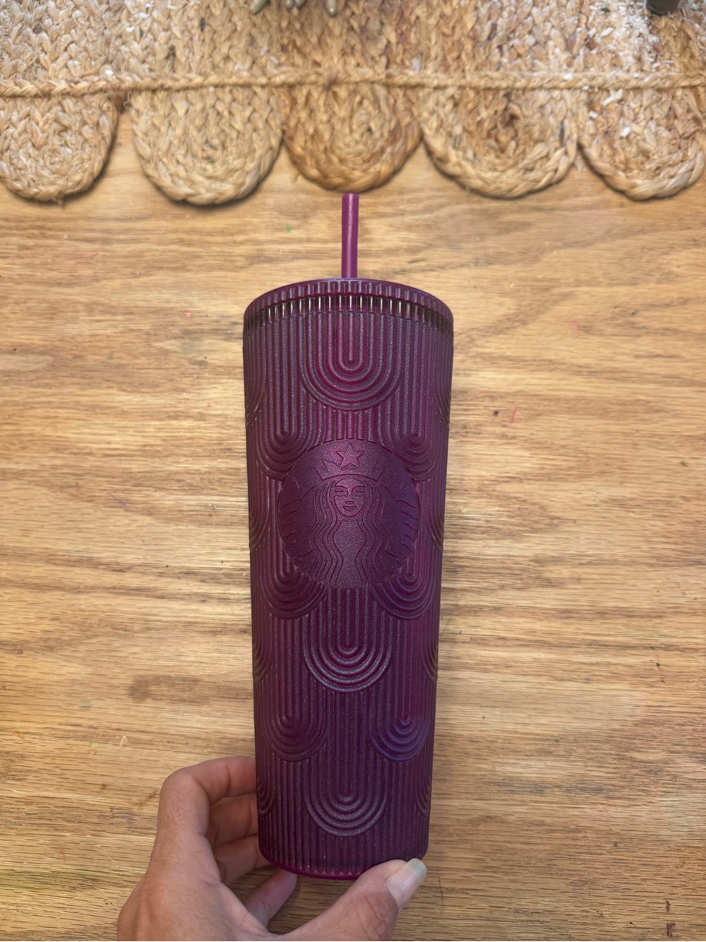 Starbucks Purple 24 ounce tumbler with straw